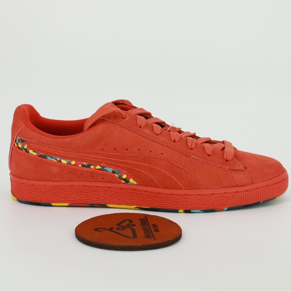 Puma Suede Displaced Rubber Shoes Sneakers Cherry Tomato Men Size 10 NWOB